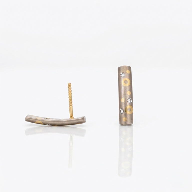 18ct dot & circle ear-studs with diamonds