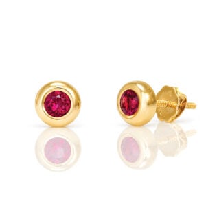 Simple pink sapphire gold ear studs