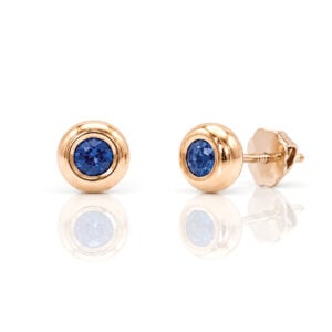 ceylon sapphire rose gold ear studs