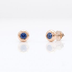 ceylon sapphire rose gold ear studs