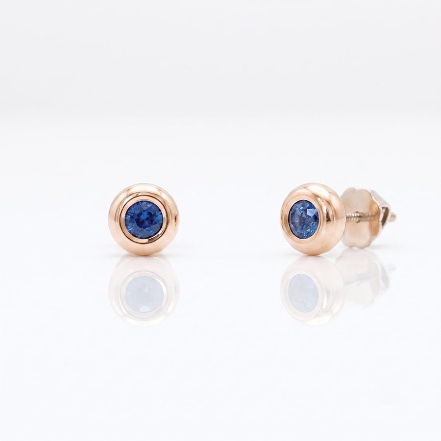 ceylon sapphire rose gold ear studs