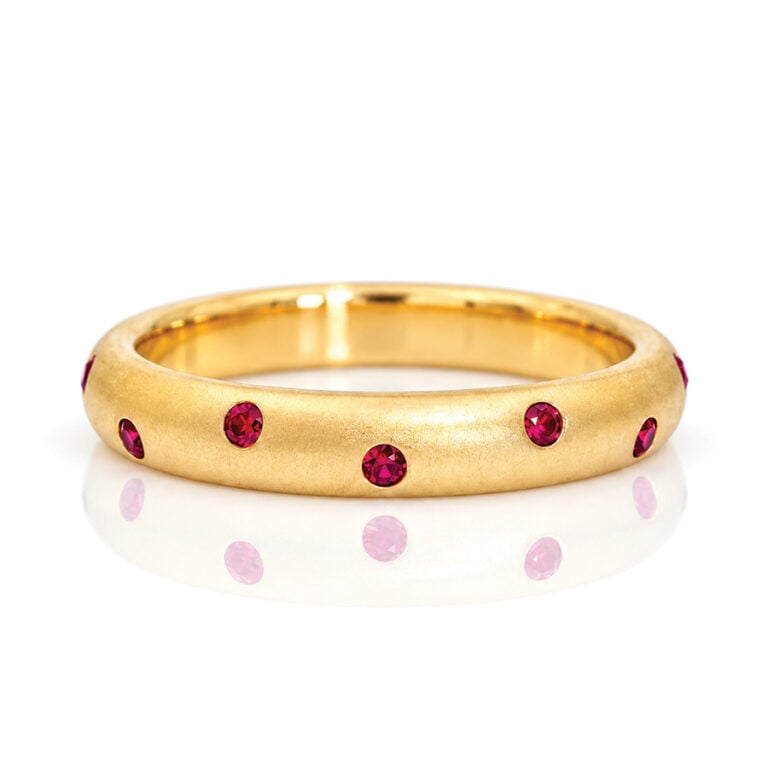 Modern flush set ruby ring