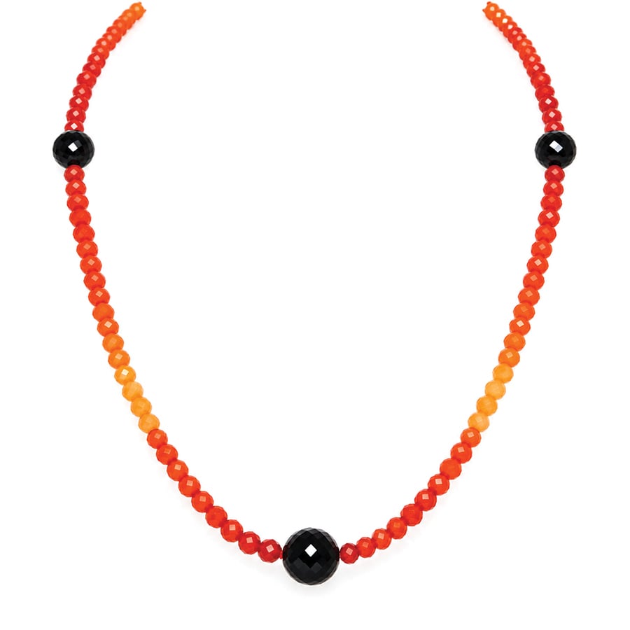 graduated colour carnelian with spinel necklace