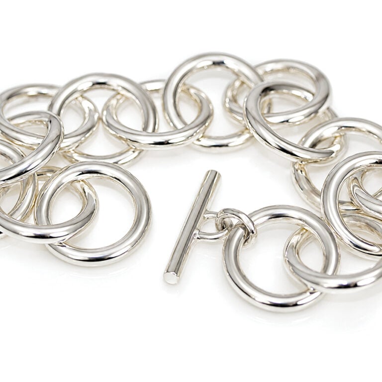 Solid silver round link bracelet