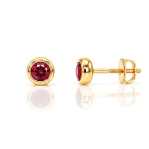 Modern ruby and gold simple ear-studs