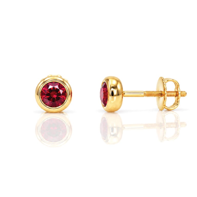 Modern ruby and gold simple ear-studs