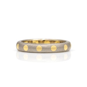 Modern gold ring with dots. mokume gane ring made in London
