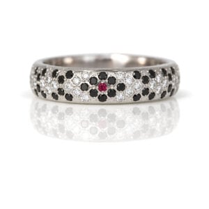 Fancy diamond and platinum snakeskin ring. bespoke fine modern jewellery handmade in London