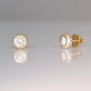 Modern classic diamond gold ear studs