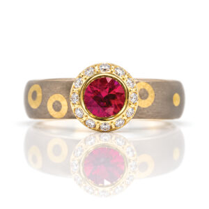 Modern ruby in gold ring 1059