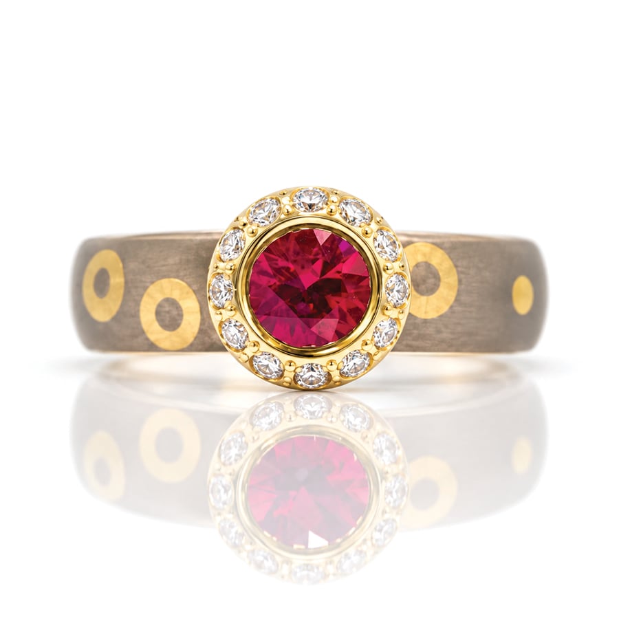 Modern ruby in gold ring 1059