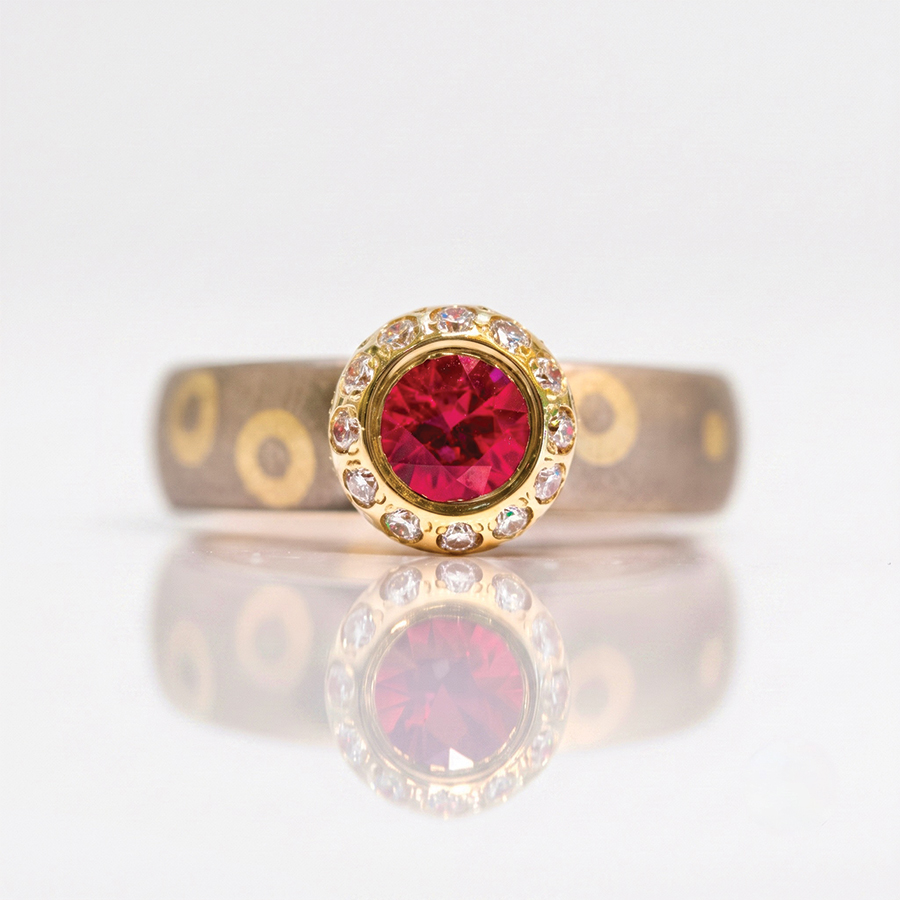 Modern ruby in gold ring 1059