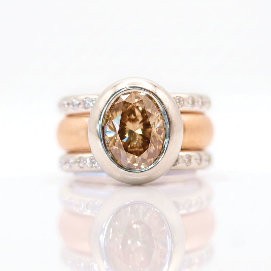 2ct pink champagen diamodn ring set