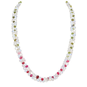 Tourmaline and moonstone briolette necklace