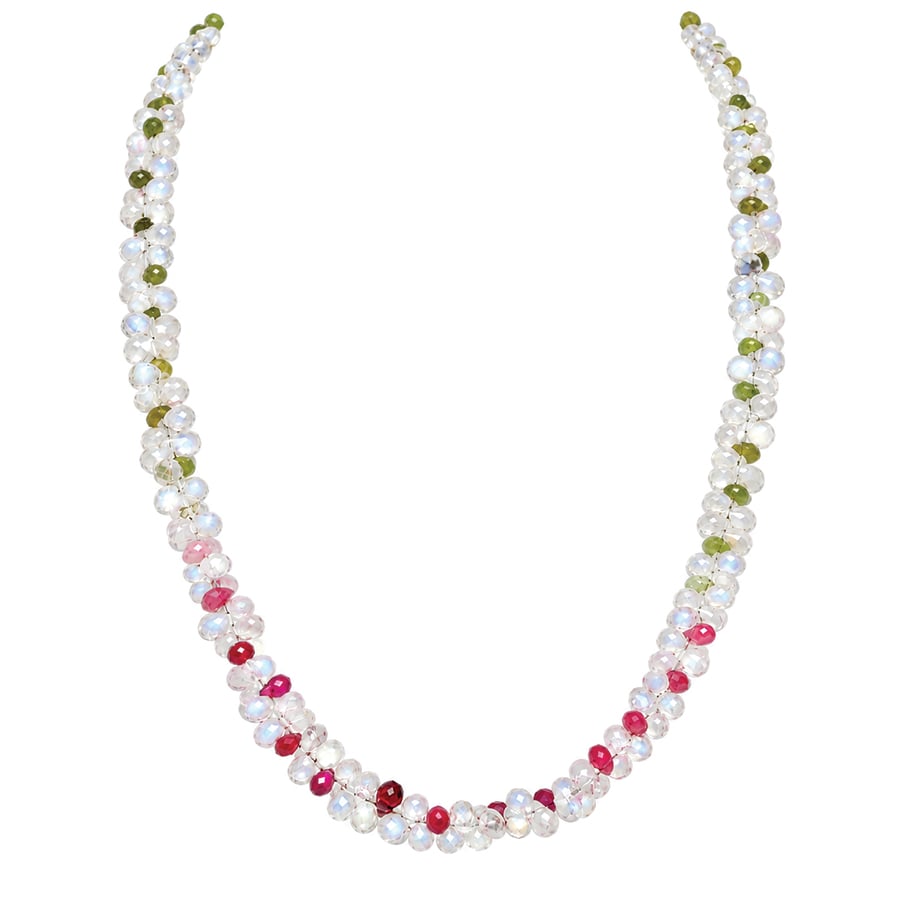 Tourmaline and moonstone briolette necklace