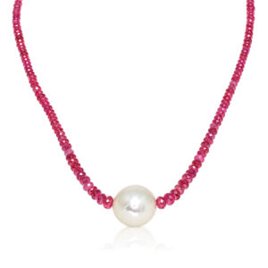 Pink tourmaline & pearl necklace