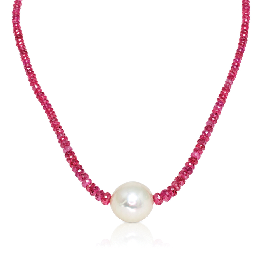 Pink tourmaline & pearl necklace