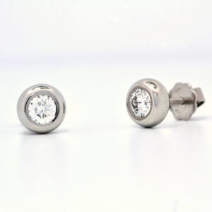 Platinum and diamond ear-studs 0.45ct