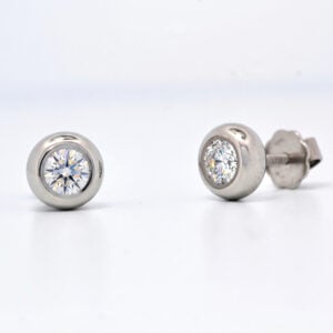 Platinum and diamond ear-studs 0.45ct