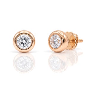 18ct rose gold with diamond ear studs. 8188