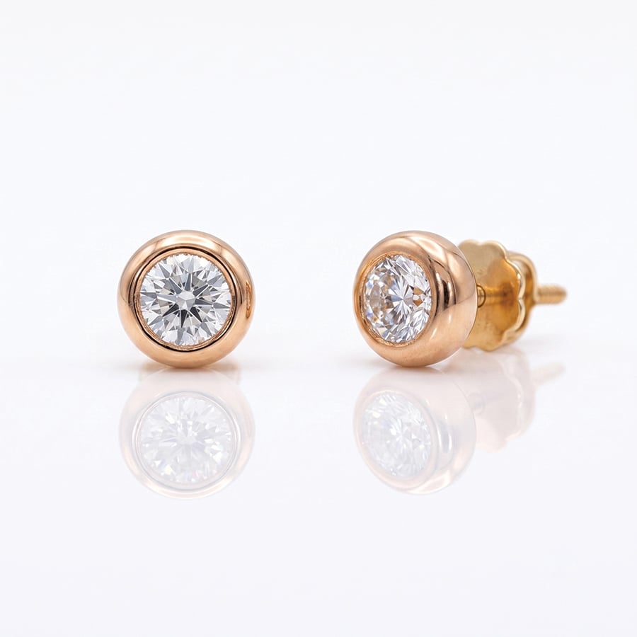 18ct rose gold with diamond ear studs. 8188