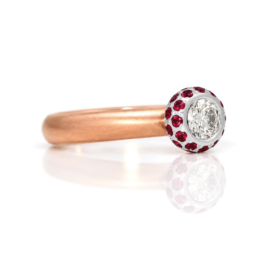 Modern diamond with ruby ring David Ashton 1088