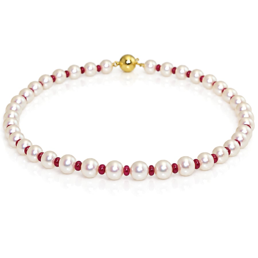 modern pearl and ruby necklace David Ashton bespoke fine jewellery handmade in London