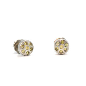 Natural yellow diamond earstuds