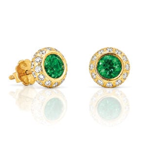 Perfect green natural emerald ear-studs Modern gold 8184