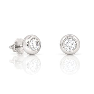 Modern Platinum diamodn rub-over earstuds David Ashton