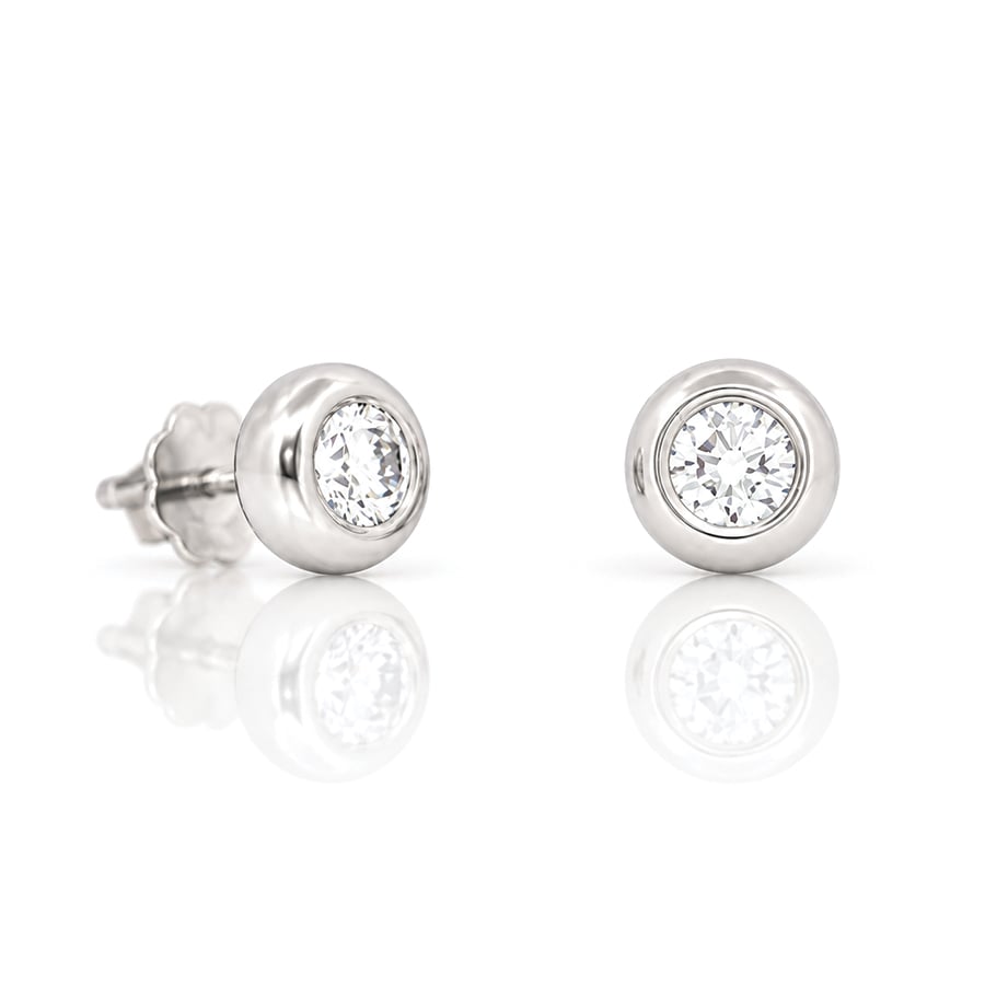 Modern Platinum diamodn rub-over earstuds David Ashton