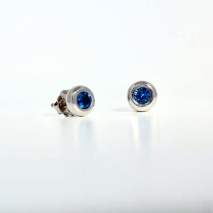 Blue sapphires set in Platinum earstuds