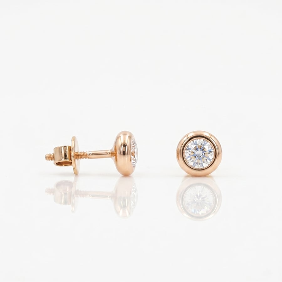 modern rose gold diamond ear studs