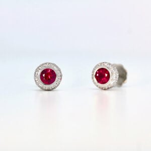 Burmese rubies set in Platinum with diamonds ear studs