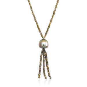 fancy brown pink diamond and Tahitian pearl necklace bespoke fine David Ashton jewellery London