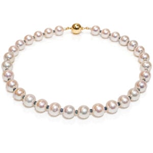contemporary pearl & sapphire necklace David Ashton jewellery handmade in London bespoke