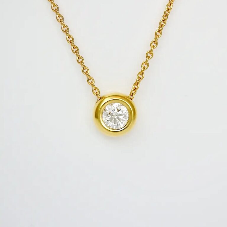 Diamond rub-over set in 18ct yellow gold necklace