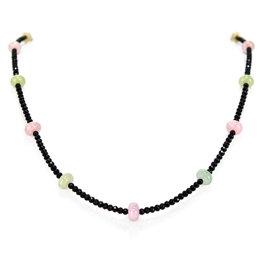 pastel tourmaline with black spinel necklace