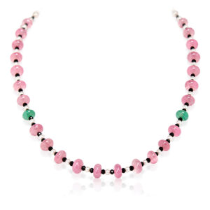 Tourmaline, pearl and spinel necklace