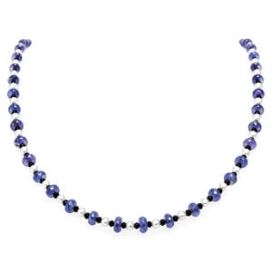 Tanzanite, black spinel and white pearl modern unique necklace
