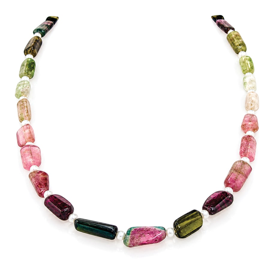 Tourmaline and pearl necklace
