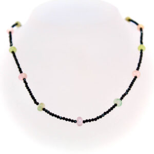 Multicolour Tourmaline with Black Spinel necklace