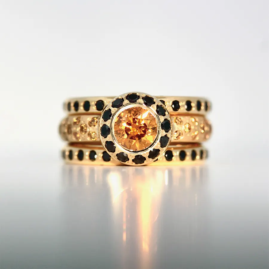 natural orange yellow diamodn ring