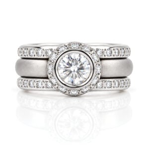 platinum and diamond ring trio