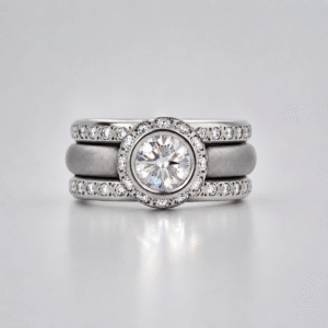 platinum and diamond ring trio