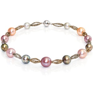 Tahitian pearl and natural fancy diamond necklace